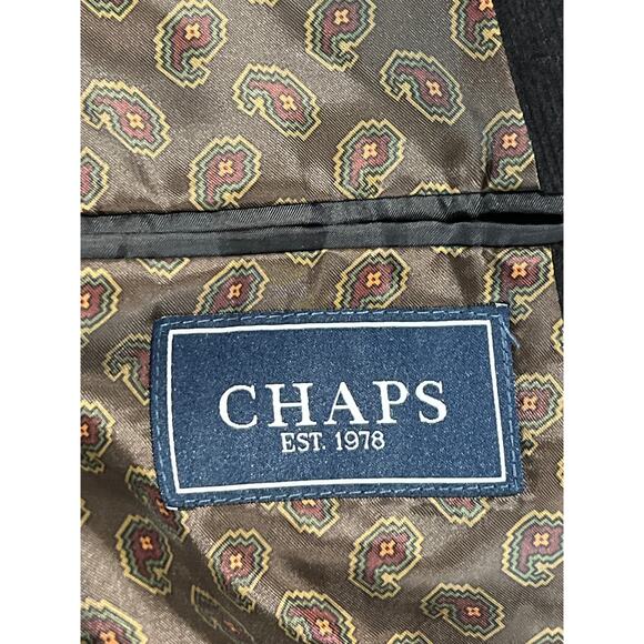 Chaps Black Corduroy Leather Elbow Patch Blazer Men's Size 40R Academic Classic - Picture 10 of 10